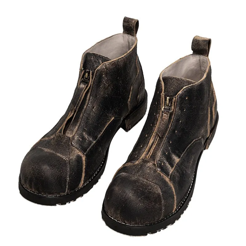 Lace-free zipper mid-cut men's and women's work boots