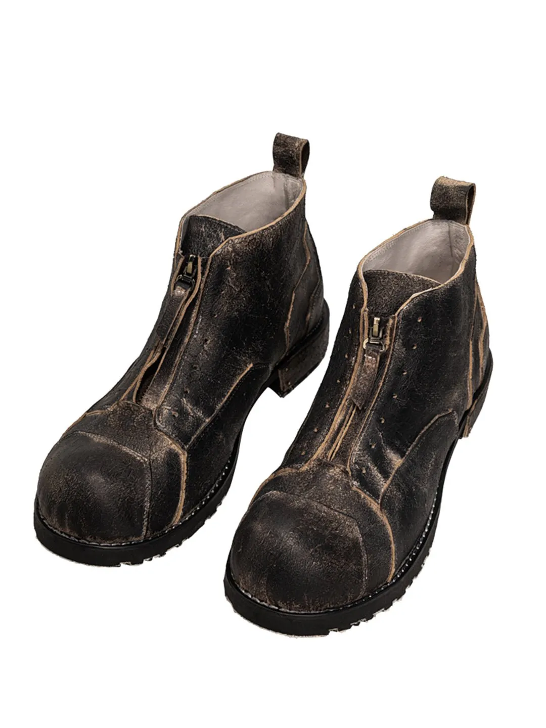 Lace-free zipper mid-cut men's and women's work boots