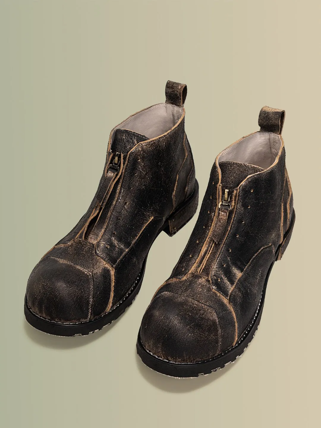 Lace-free zipper mid-cut men's and women's work boots