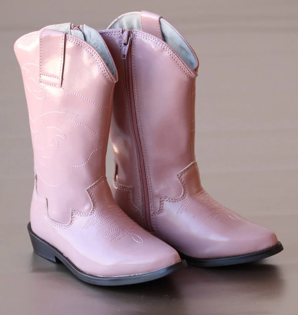 L'Amour Girls Pink Embroidered Western Cowgirl Boots