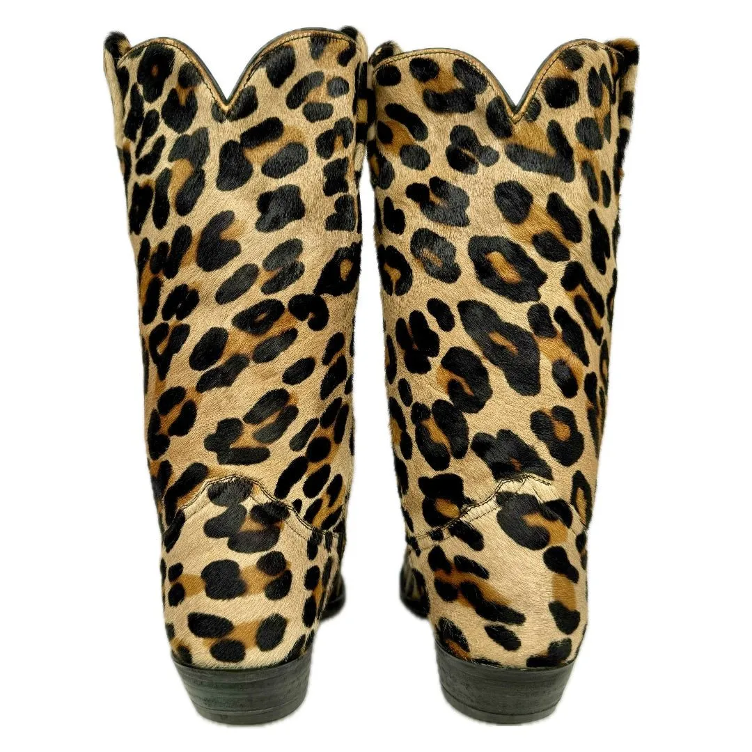 LARRY MAHAN Vintage Hair On Leopard Western Cowboy Boots