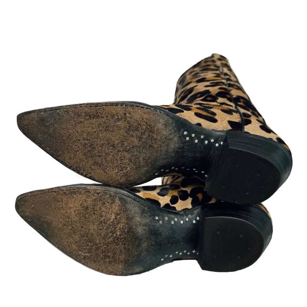 LARRY MAHAN Vintage Hair On Leopard Western Cowboy Boots