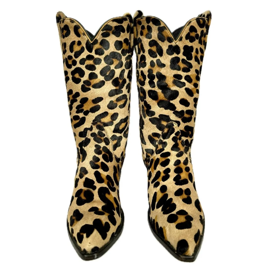 LARRY MAHAN Vintage Hair On Leopard Western Cowboy Boots