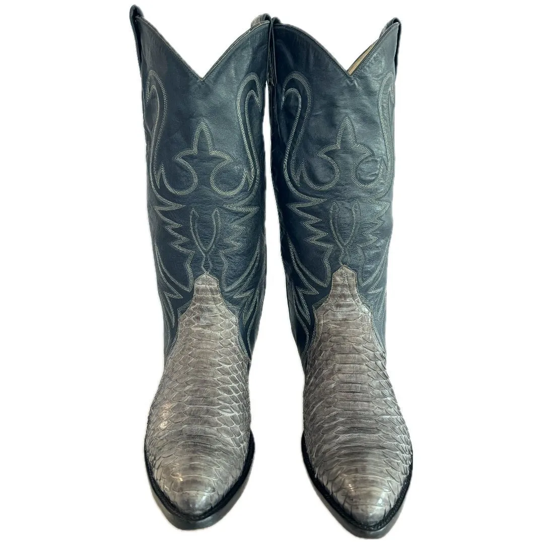 LARRY MAHAN Vintage Snakeskin Exotic Triad Cowboy Boots
