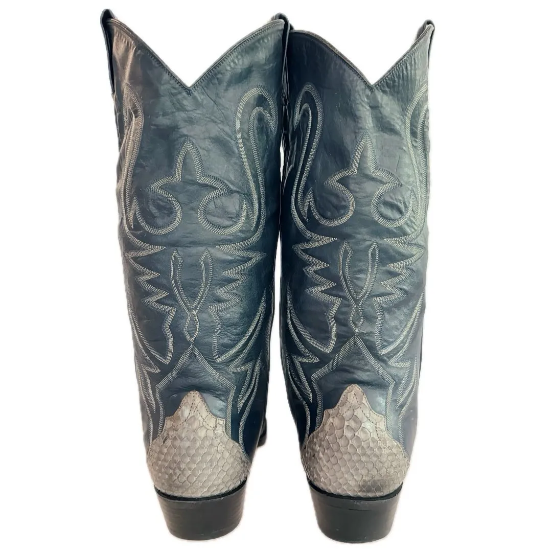 LARRY MAHAN Vintage Snakeskin Exotic Triad Cowboy Boots