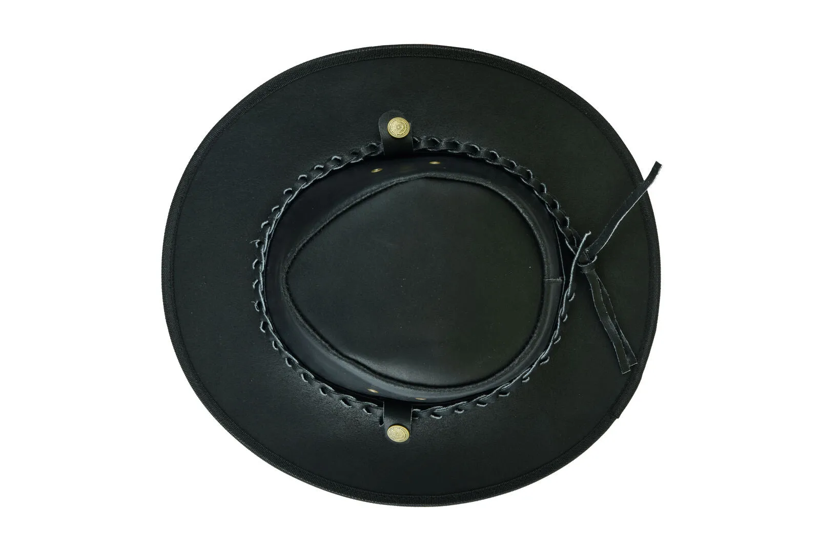 Leatherick Western Aussie Style Black Leather Outback Hat