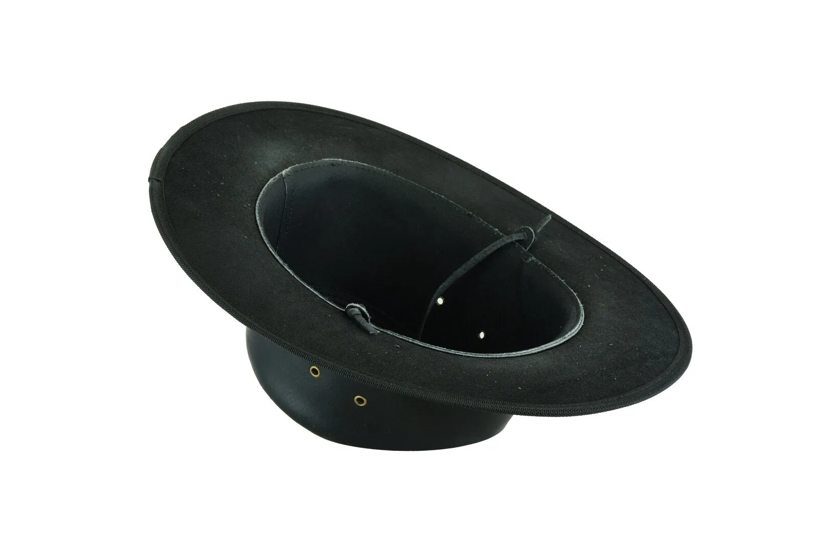 Leatherick Western Aussie Style Black Leather Outback Hat