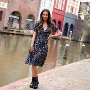 Lily flower dress zwart