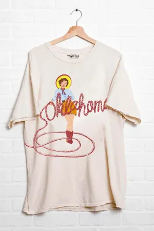 Livy Lu: Oklahoma Cowgirl Thrifted Western Graphic Tee in Off White