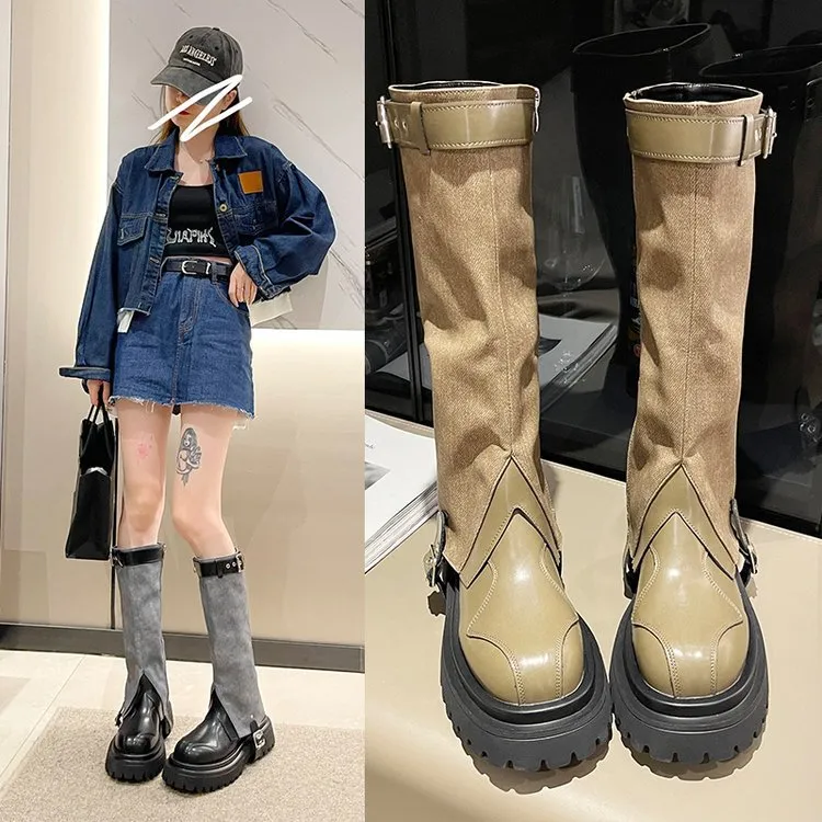 Long boots popular new autumn Martin boots buckle women's high knight boots but knee boots