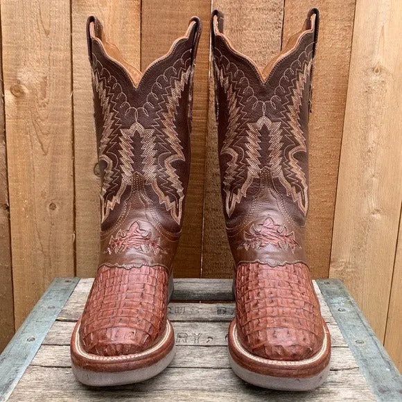 LUCCHESE Caiman Hornback Crocodile Crepe Sole Brown Cowgirl Cowboy Western Boots