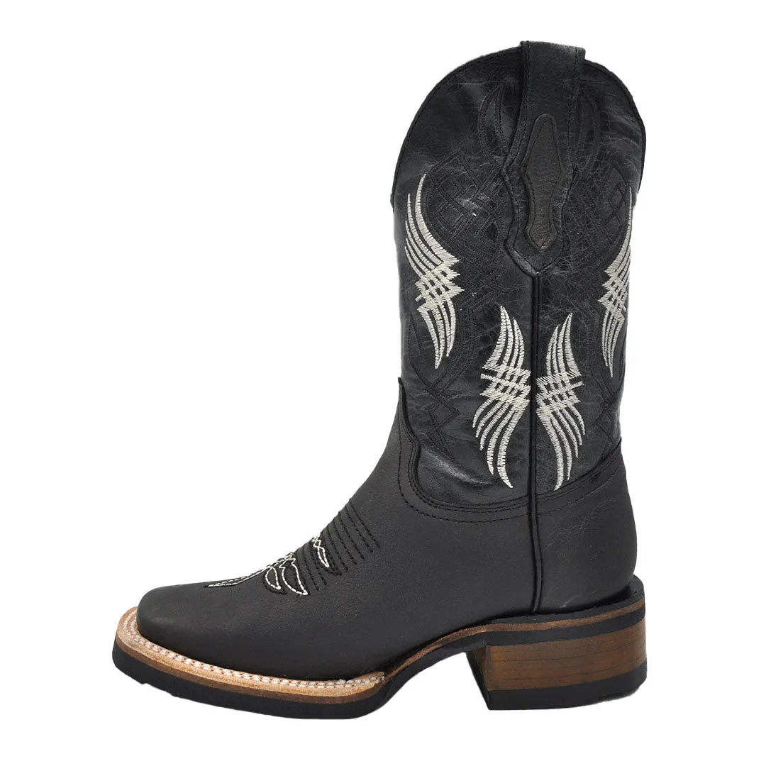 Luma Youth Kid's Bulldog Rodeo Square Toe Black Western Boots
