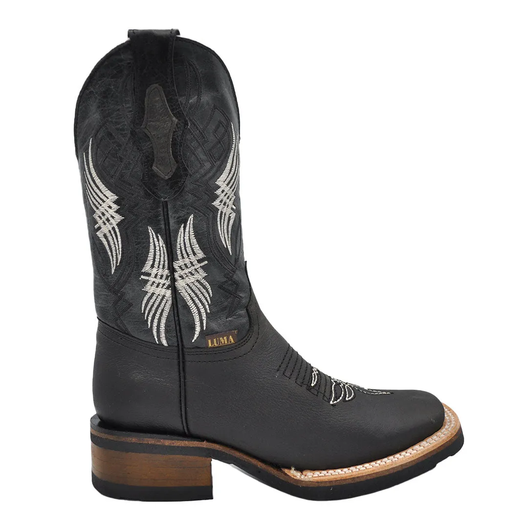 Luma Youth Kid's Bulldog Rodeo Square Toe Black Western Boots