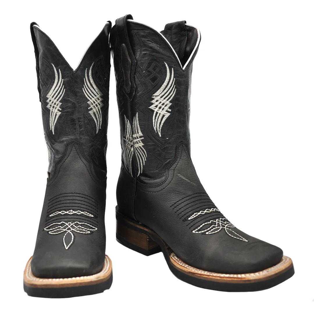 Luma Youth Kid's Bulldog Rodeo Square Toe Black Western Boots