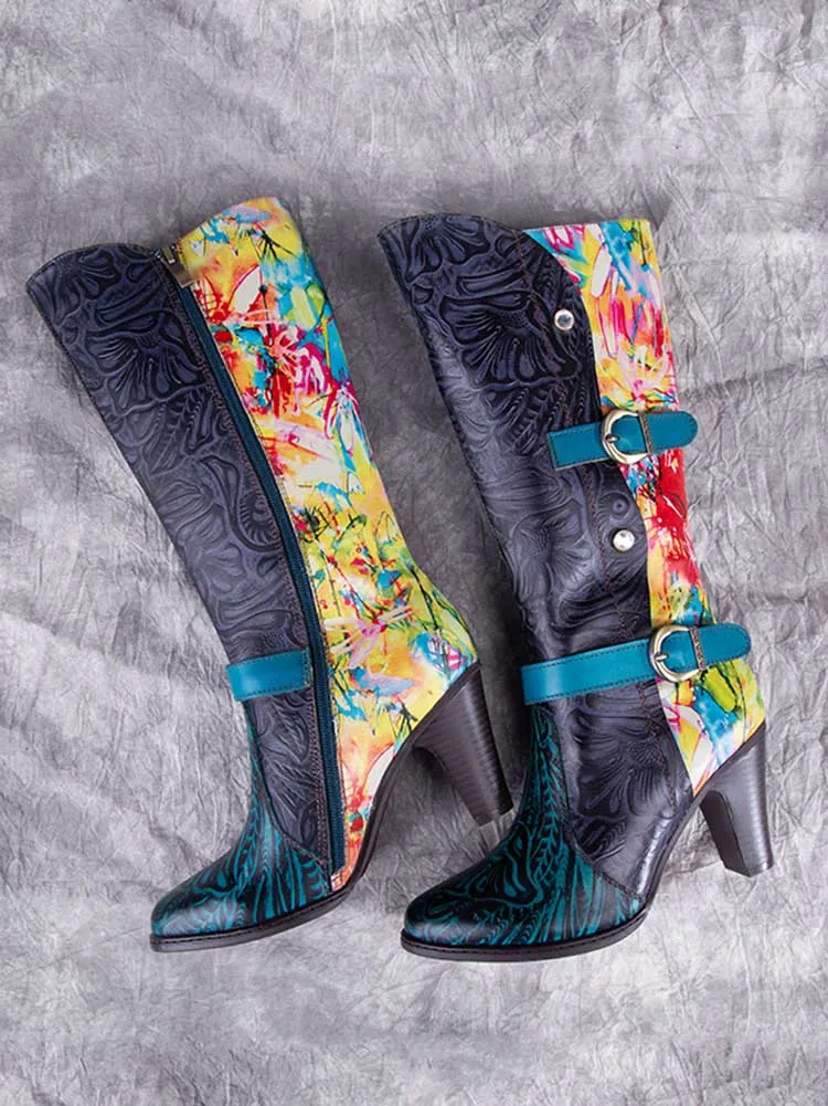 Marianna Colorful Mid Calf Boots