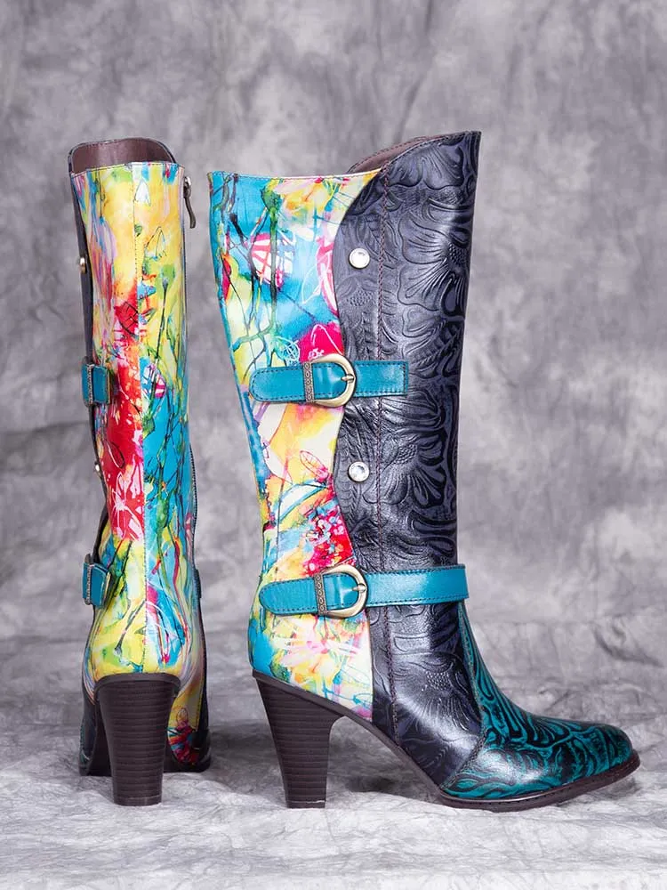 Marianna Colorful Mid Calf Boots