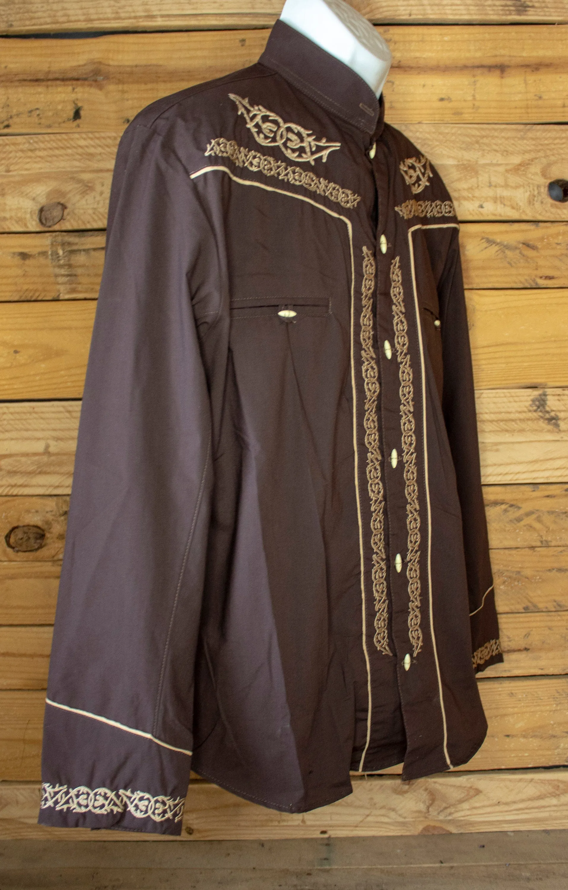 MENS COWBOY EMBROIDERED horse shoe western rodeo long sleeve shirt herradura