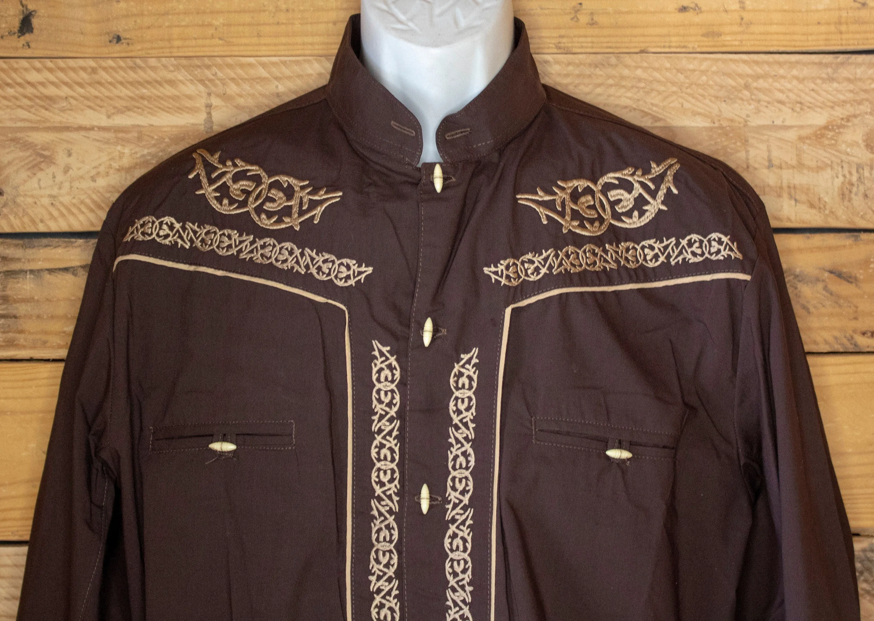 MENS COWBOY EMBROIDERED horse shoe western rodeo long sleeve shirt herradura