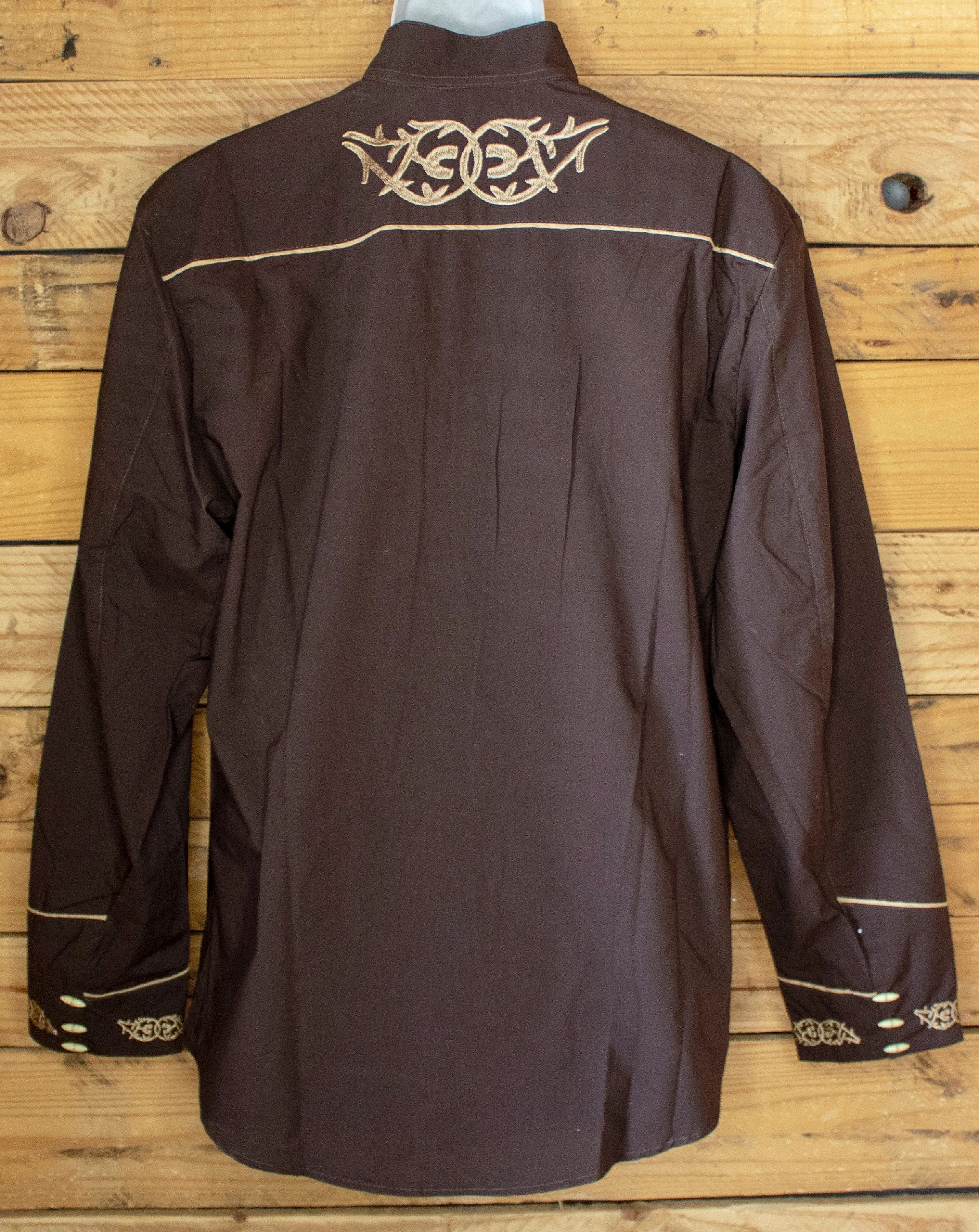 MENS COWBOY EMBROIDERED horse shoe western rodeo long sleeve shirt herradura