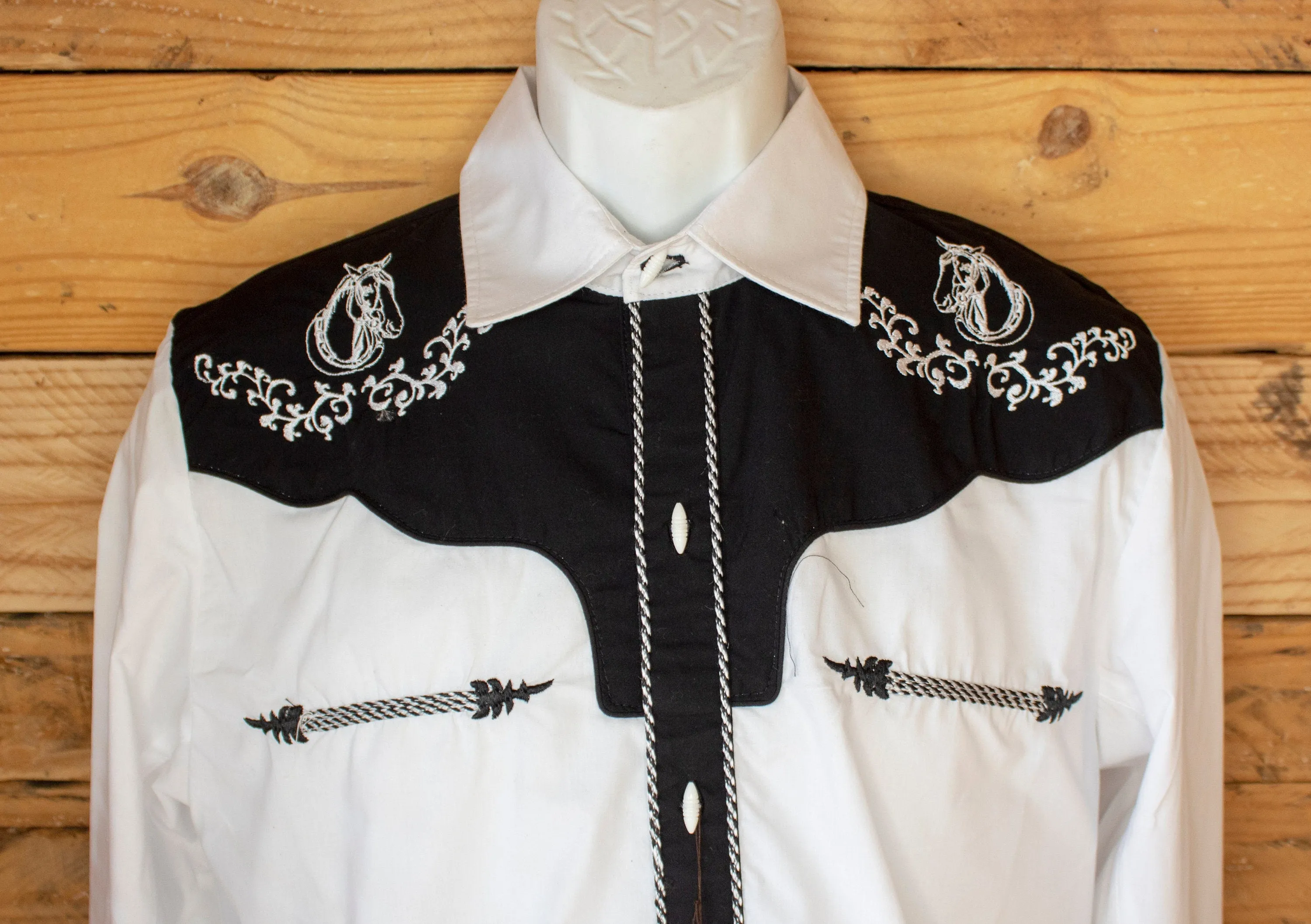 MENS COWBOY EMBROIDERED horse western rodeo long sleeve shirt