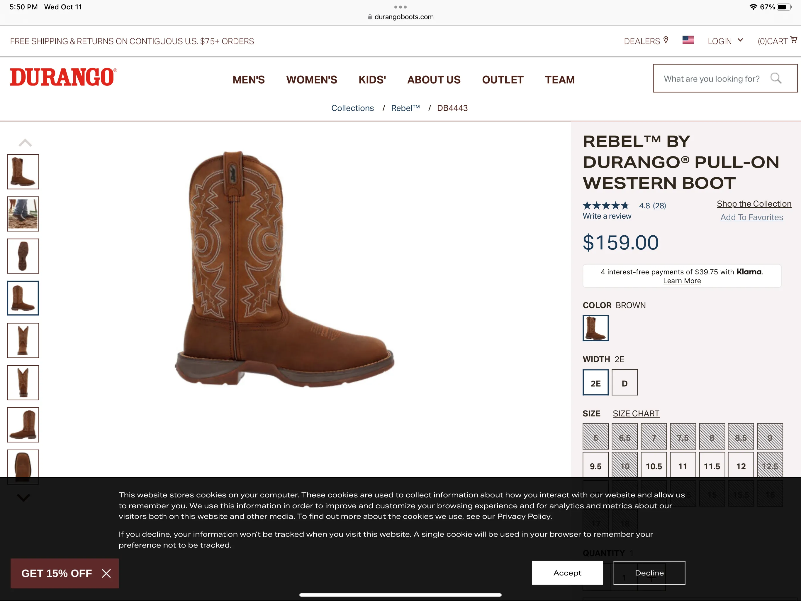 Men’s Durango Rebel Pull On Western Boot DB4443