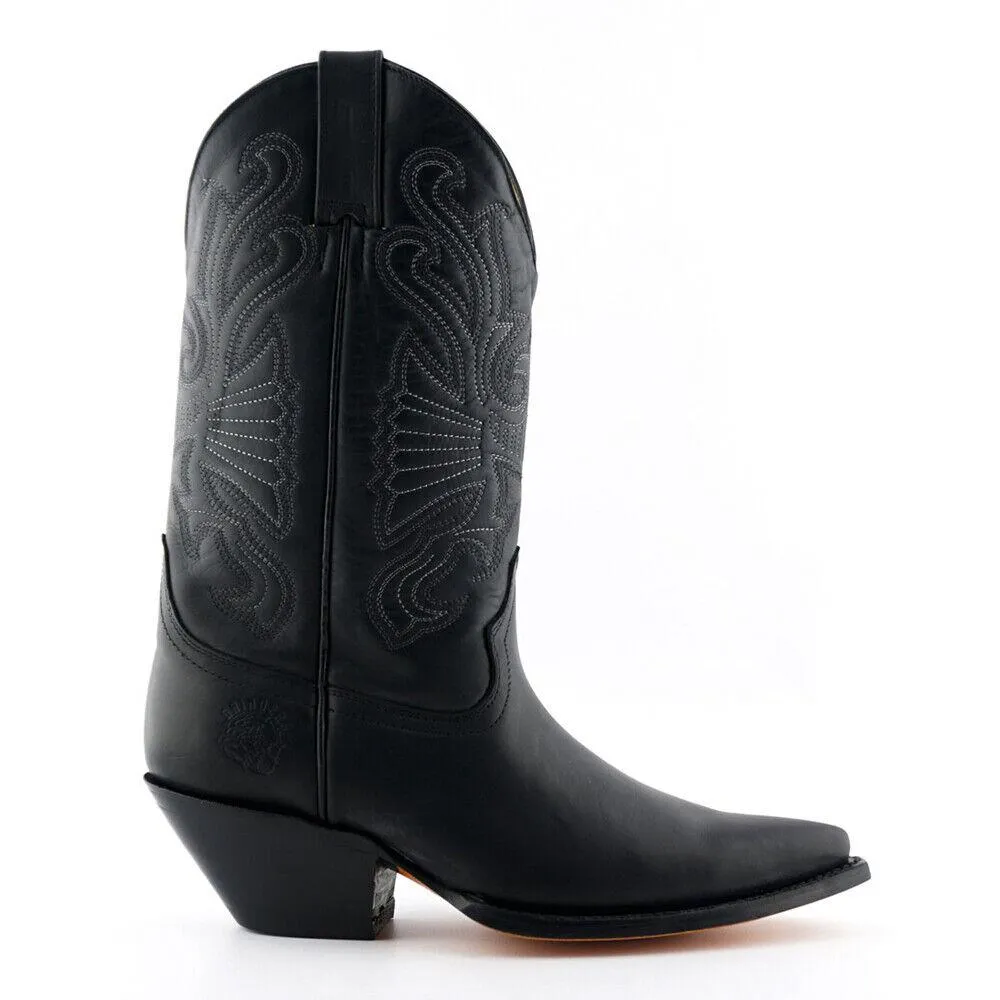 Mens Grinders Buffalo Black Leather Cowboy Western Tall Pointed Toe Boots