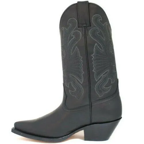 Mens Grinders Buffalo Black Leather Cowboy Western Tall Pointed Toe Boots