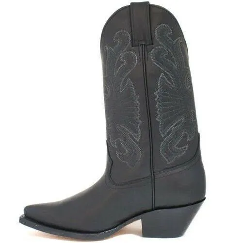Mens Grinders Buffalo Black Leather Cowboy Western Tall Pointed Toe Boots