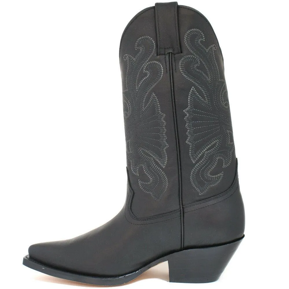 Mens Grinders Buffalo Black Leather Cowboy Western Tall Pointed Toe Boots