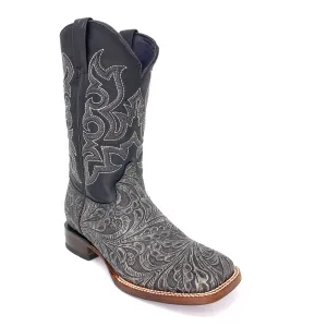 Men's Quincy Hand Tooled Print Boots Wide Square Toe