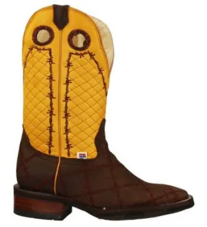 Men's Rockin Leather Barbed Wire Square Toe Western Boot