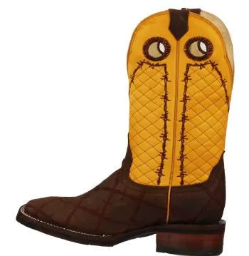 Men's Rockin Leather Barbed Wire Square Toe Western Boot
