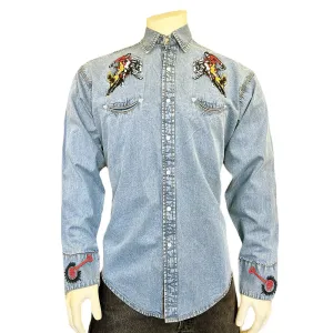 Men's Vintage Western Shirt Collection: Fancy Rockmount Signature Bronc Denim