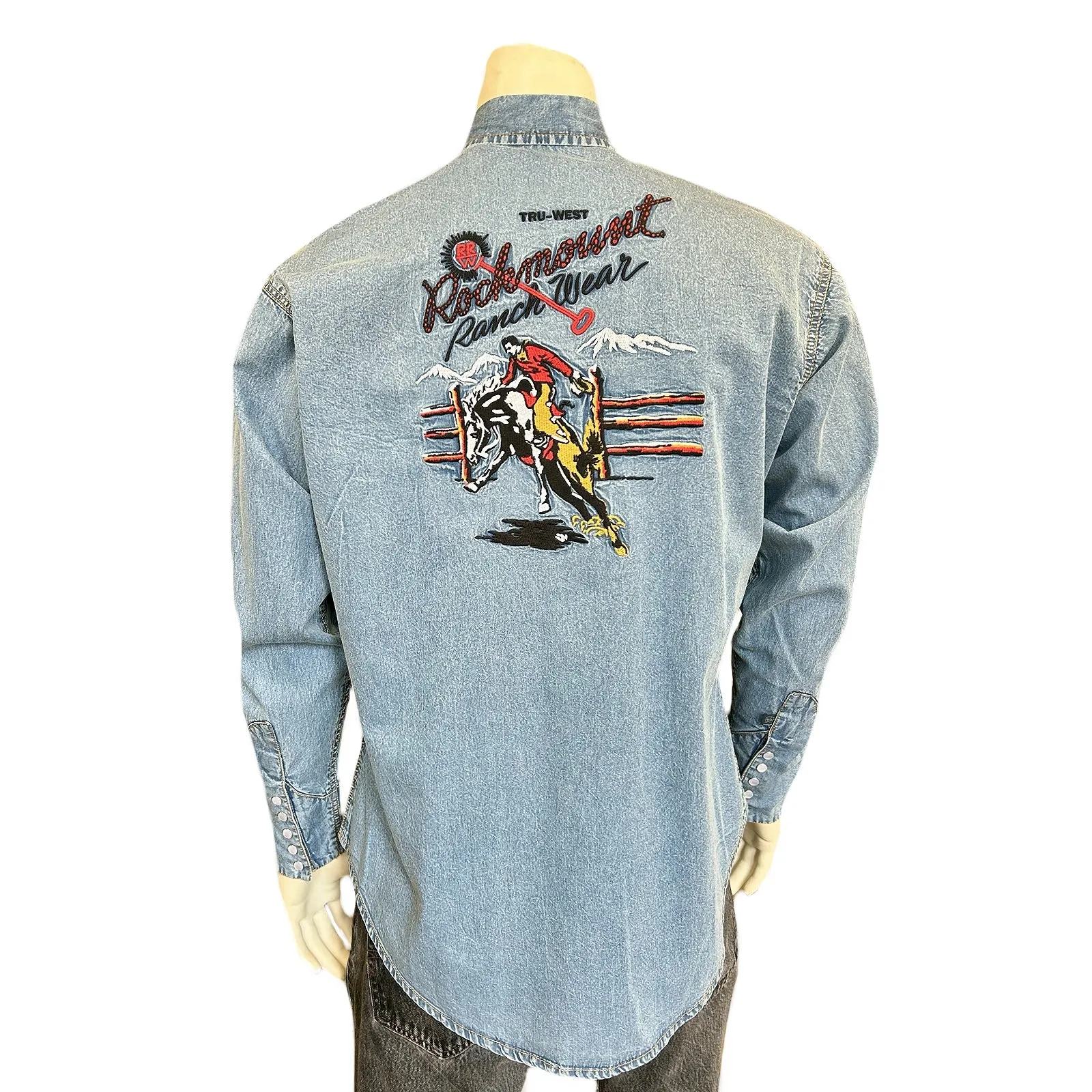 Men's Vintage Western Shirt Collection: Fancy Rockmount Signature Bronc Denim