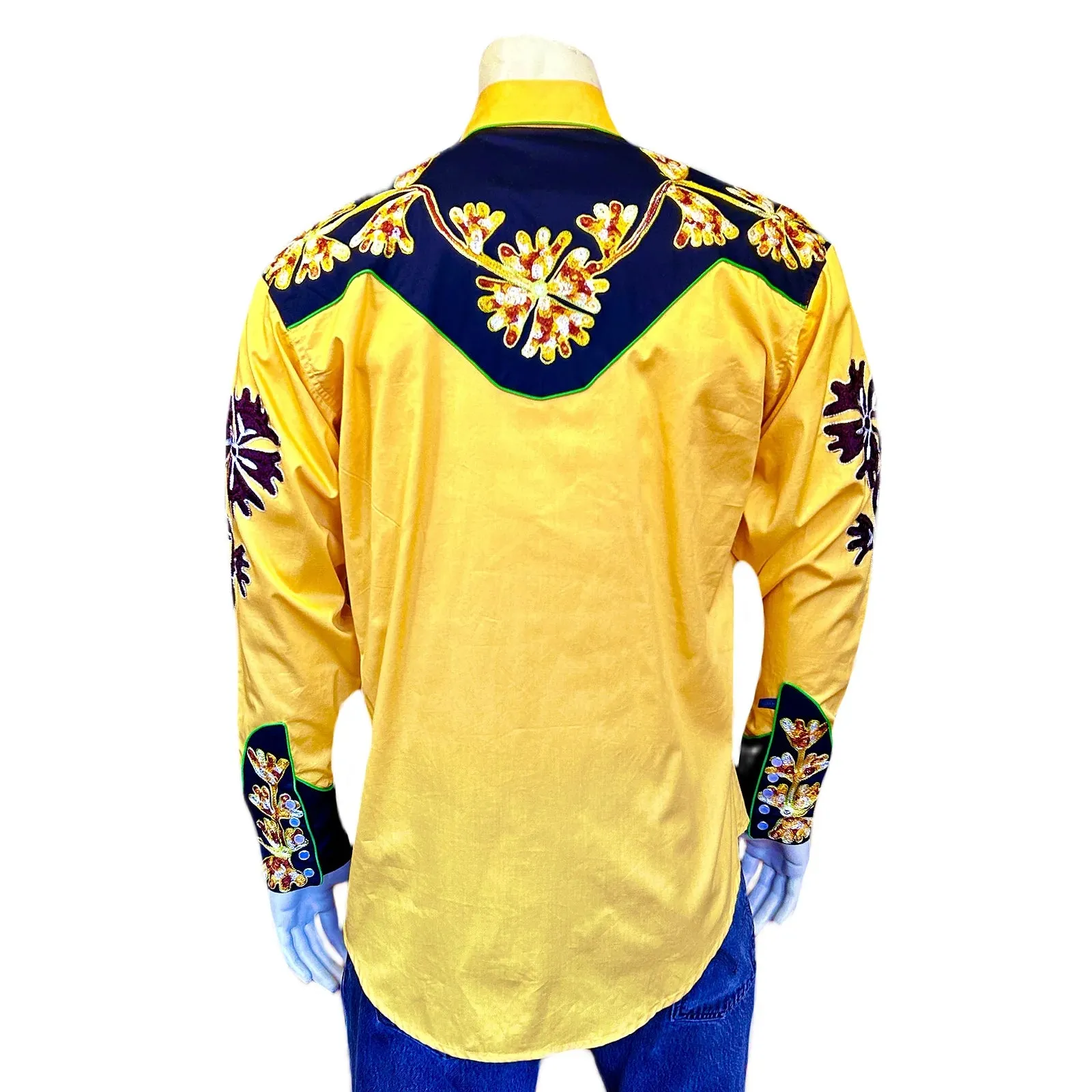 Men's Vintage Western Shirt Collection: Rockmount Fancy 2 Tone Gold