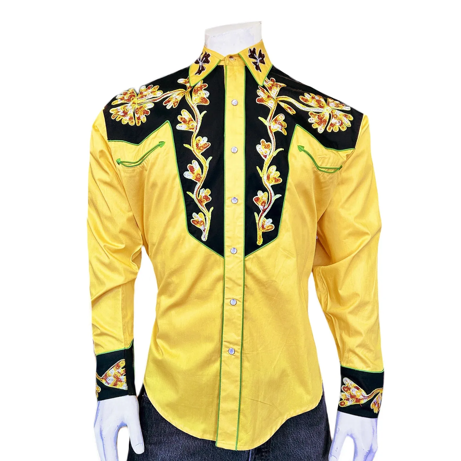 Men's Vintage Western Shirt Collection: Rockmount Fancy 2 Tone Gold