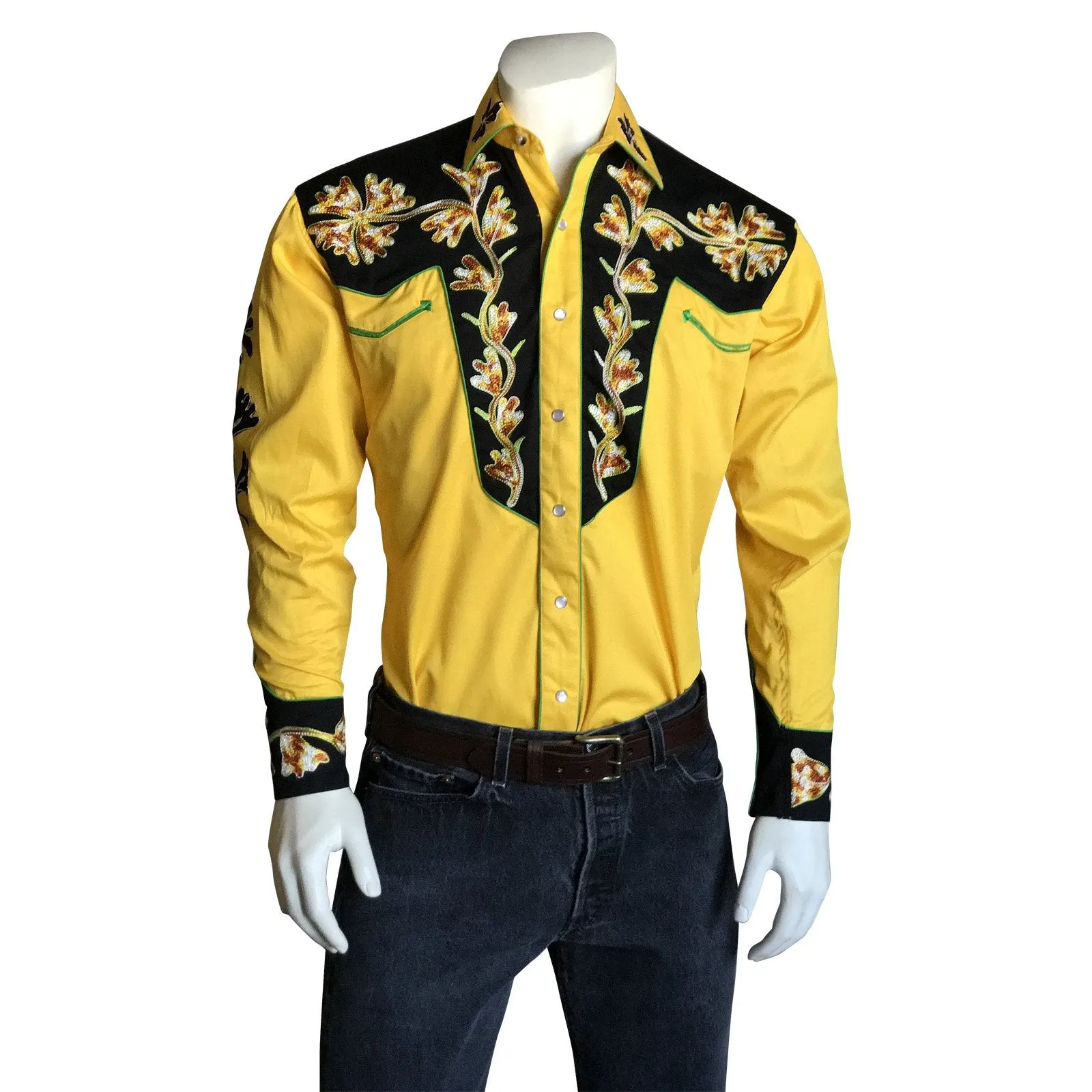 Men's Vintage Western Shirt Collection: Rockmount Fancy 2 Tone Gold