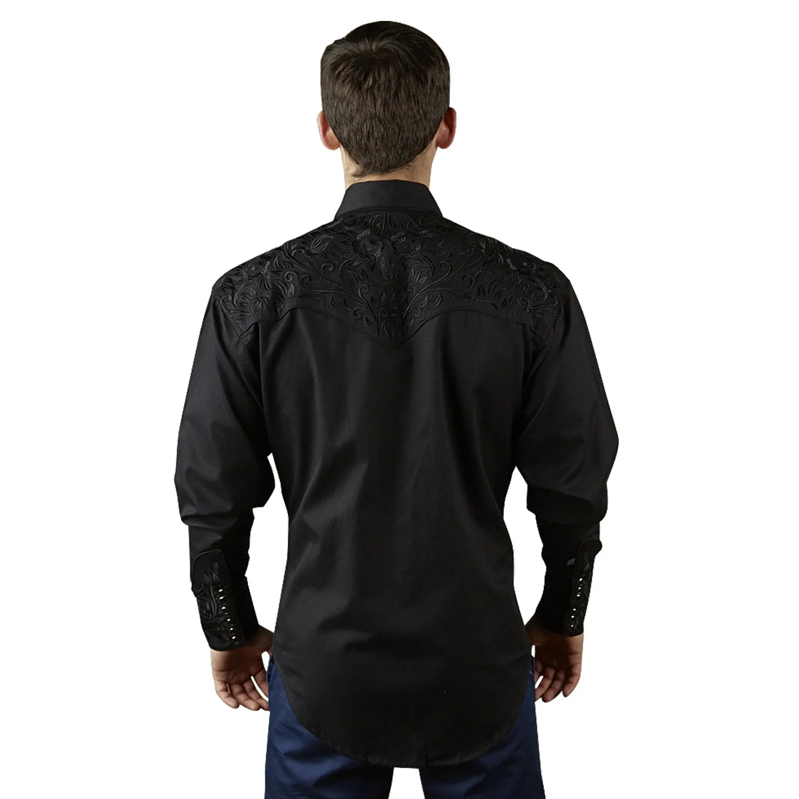 Men's Vintage Western Shirt Collection: Rockmount Tooling Embroidery Black