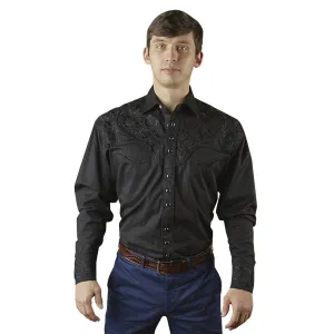 Men's Vintage Western Shirt Collection: Rockmount Tooling Embroidery Black