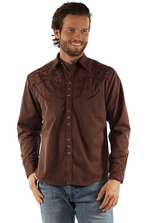 Men's Vintage Western Shirt Collection: Scully Gunfighter Mocha