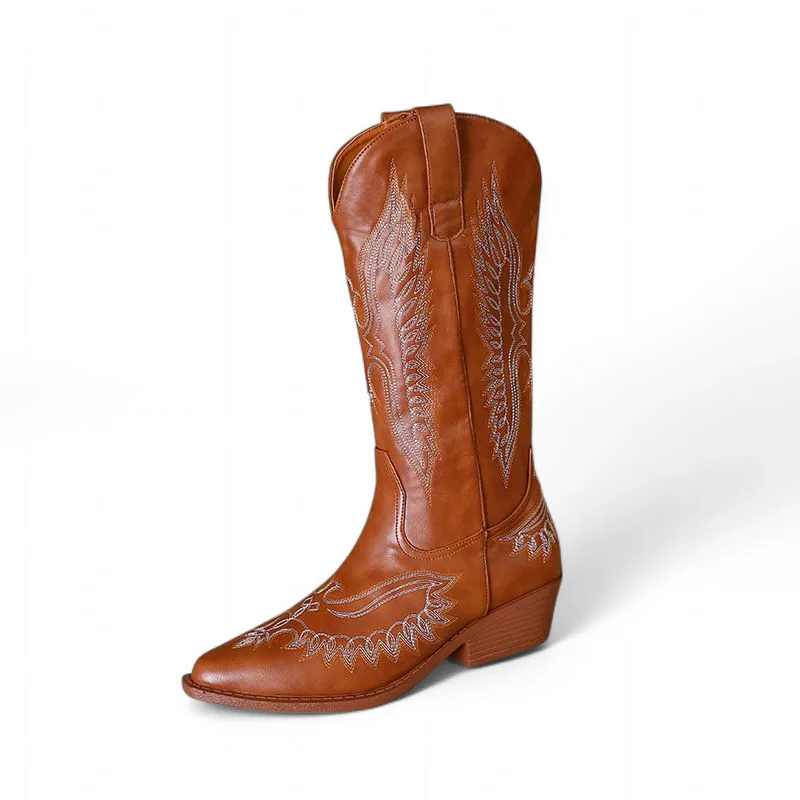 Merendy Chilly days western black embroidered cowboy boots