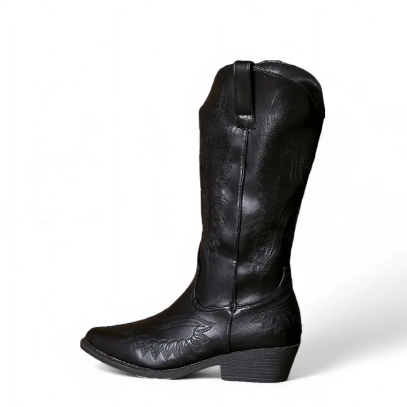 Merendy Chilly days western black embroidered cowboy boots