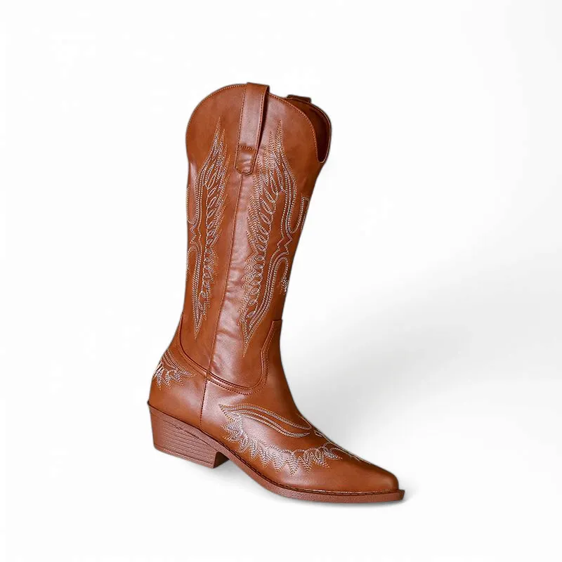 Merendy Chilly days western black embroidered cowboy boots