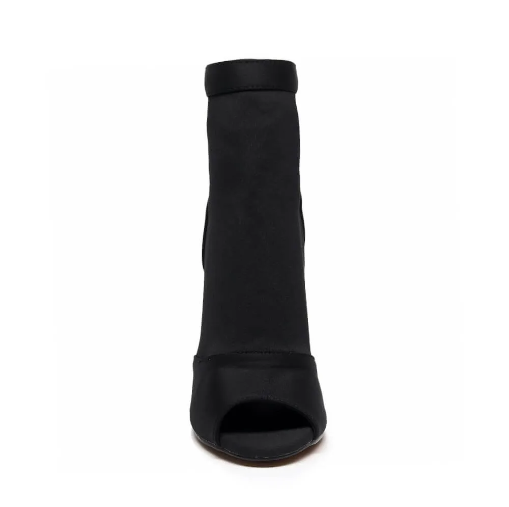 Mina - Black Lycra - Suede Sole