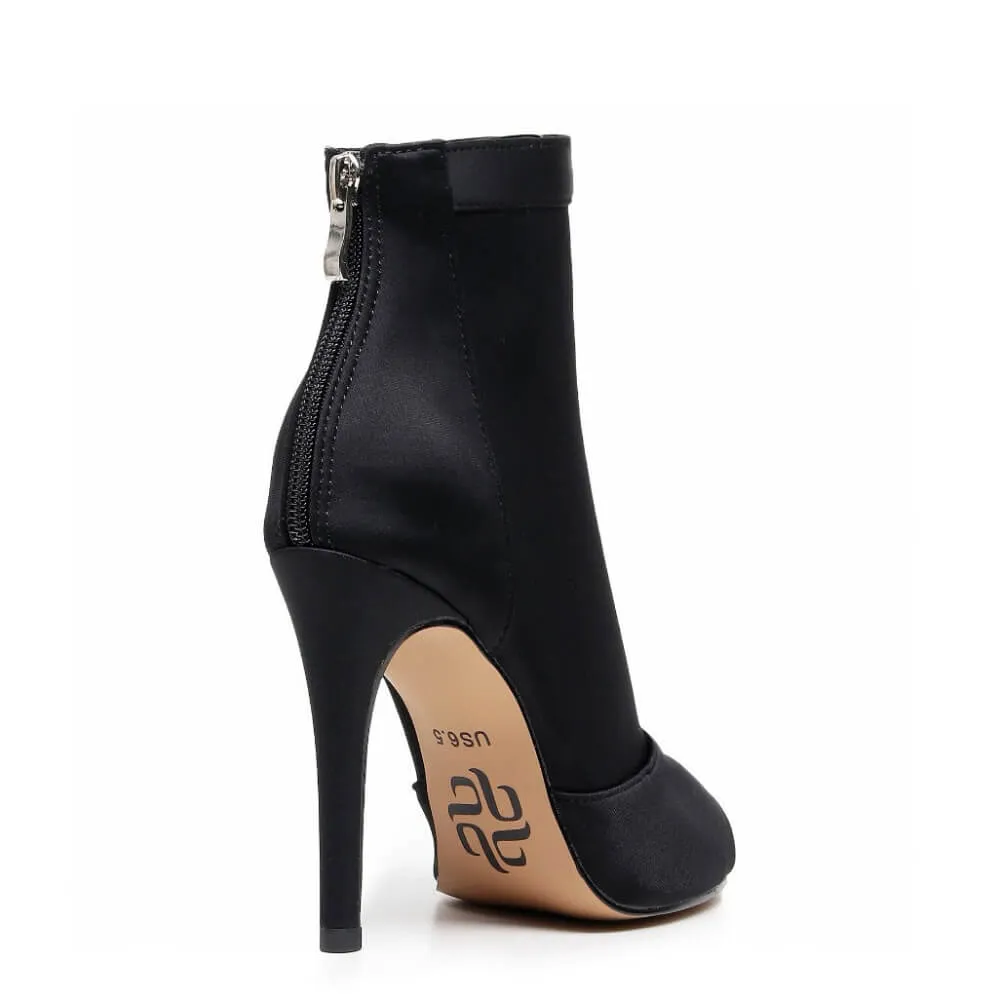 Mina - Black Lycra - Suede Sole