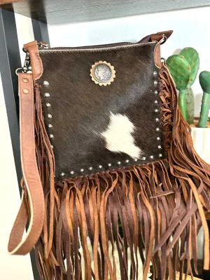 Morgan Cowhide Fringe Crossbody Handbag