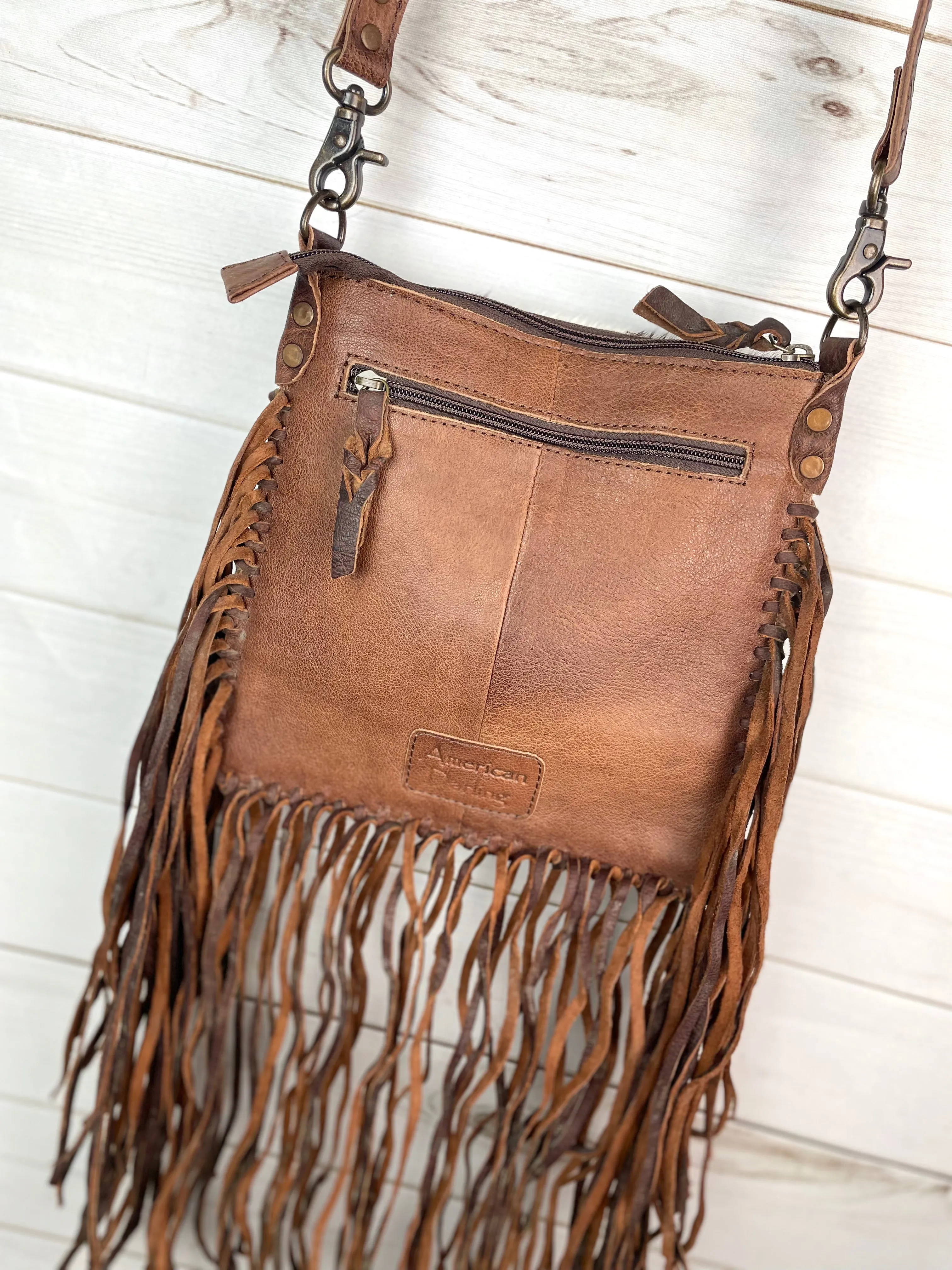 Morgan Cowhide Fringe Crossbody Handbag