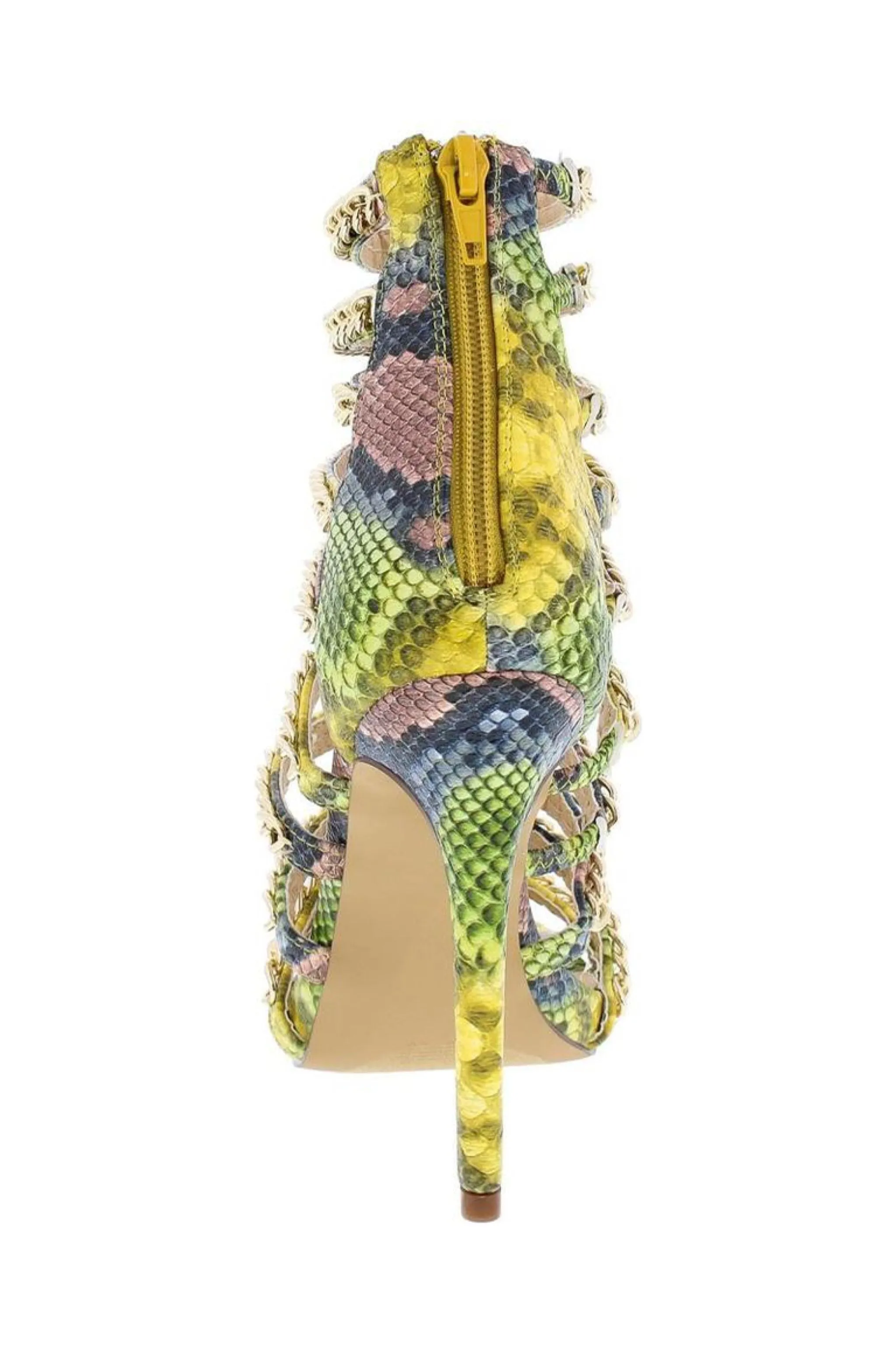Multi Color Snake Chain Strap Stiletto Heel Shoes