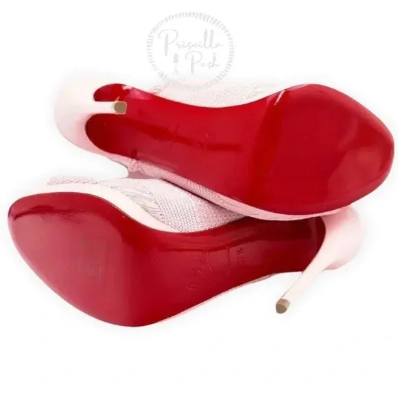 NEW Christian Louboutin Cheminene Stretch-Knit Open-Toe Red Sole Booties Sandal