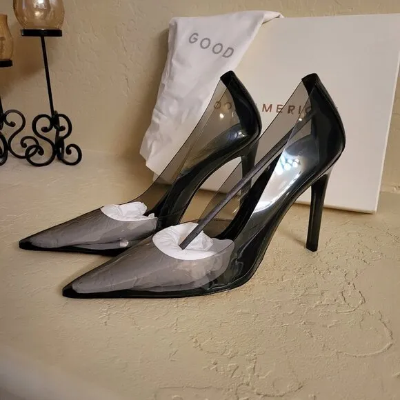 New Good American Cinder-f*cking-rella Pumps - Light Smoke Size 9.5 NWT